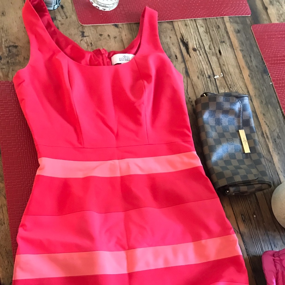 Badgley Mischka red and pink dress